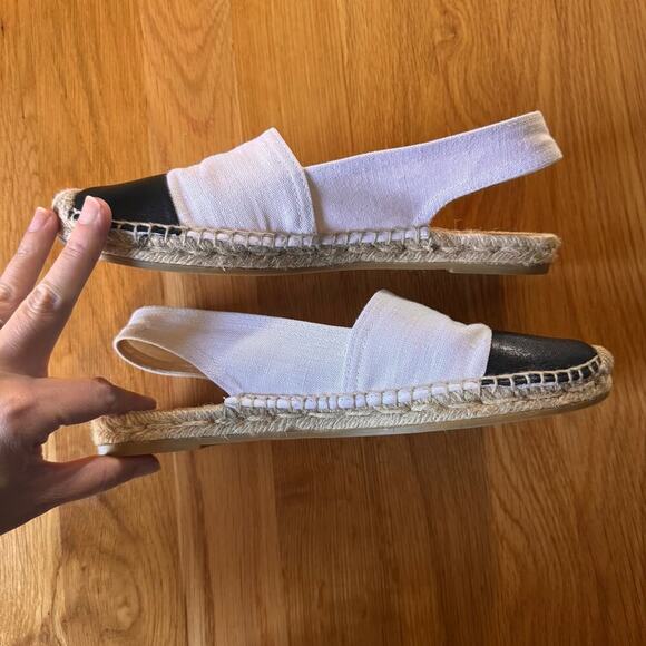 J. Crew Cap Toe Slingback Espadrilles in Canvas Made in Spain White Black Size 7 - Picture 7 of 9